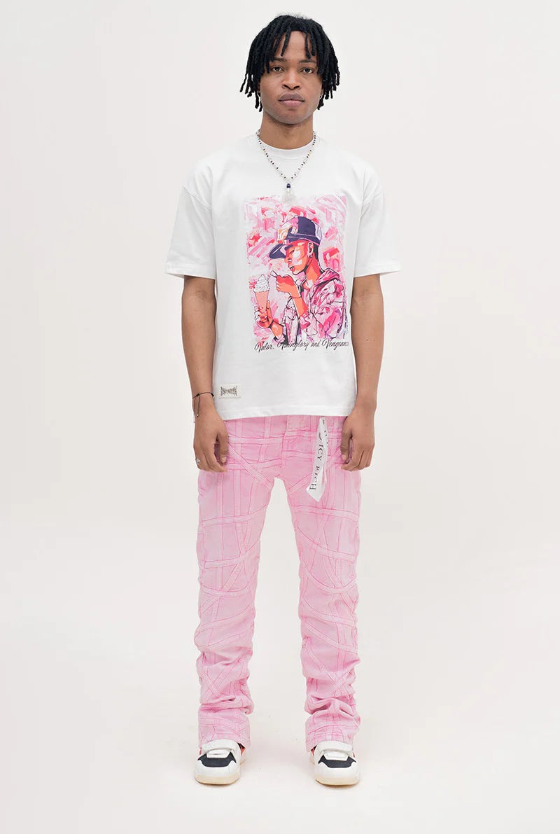 Pink Denim Stack Jeans