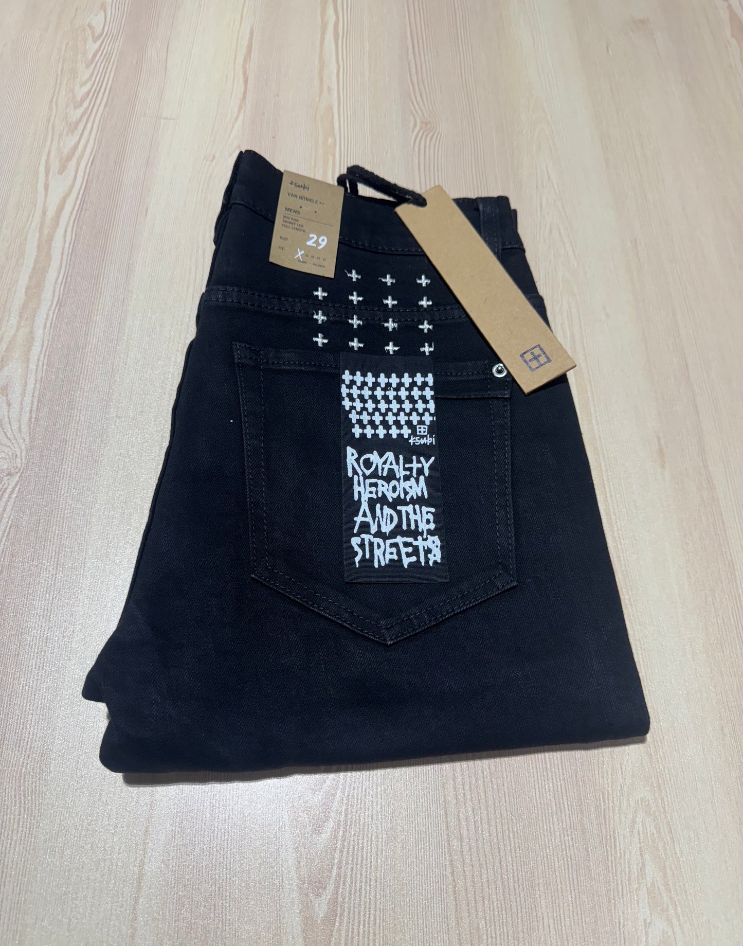 Black Ksubi Slim fit jeans, Ksubi embroidered