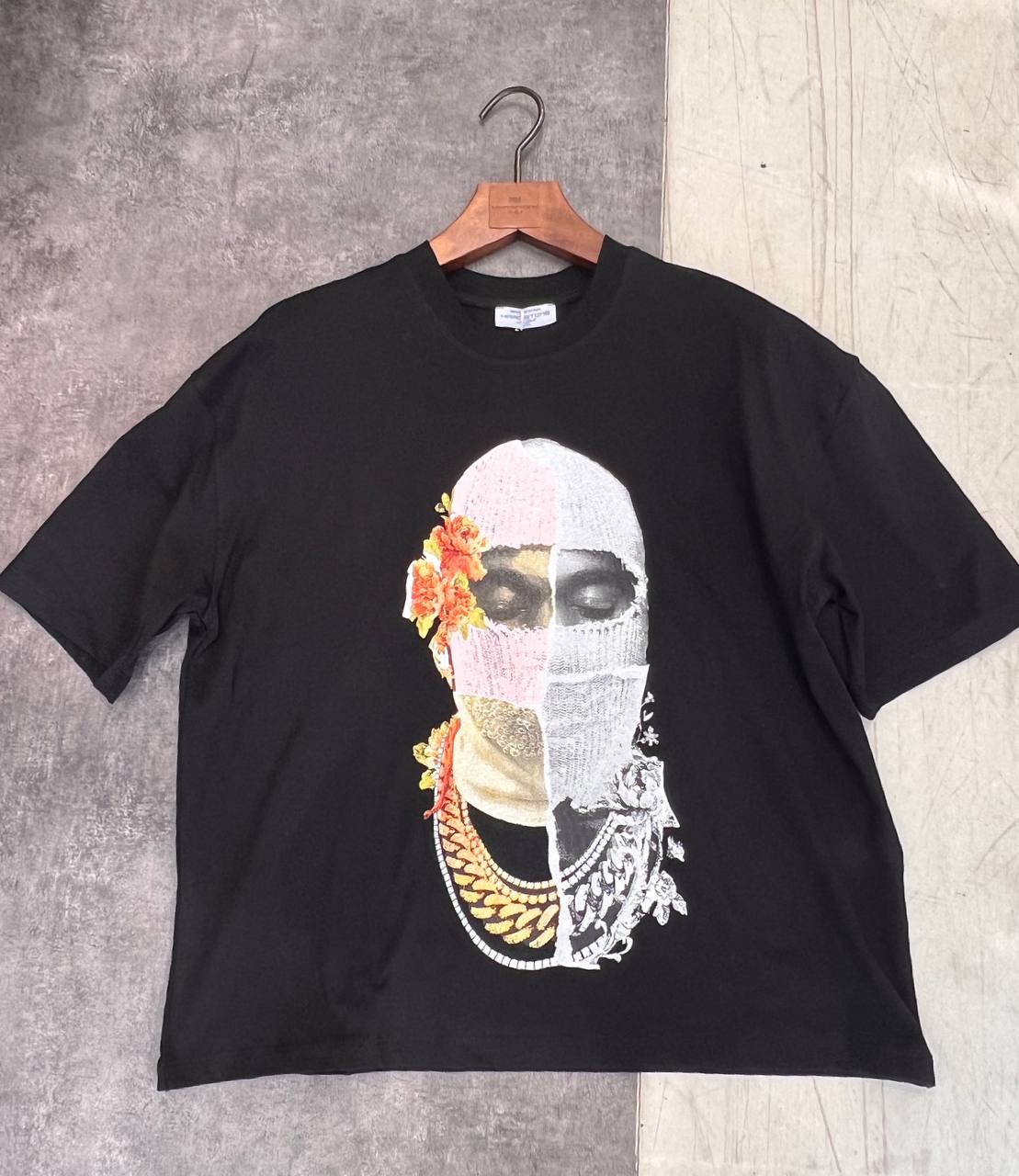Black Masked Cotton T shirt