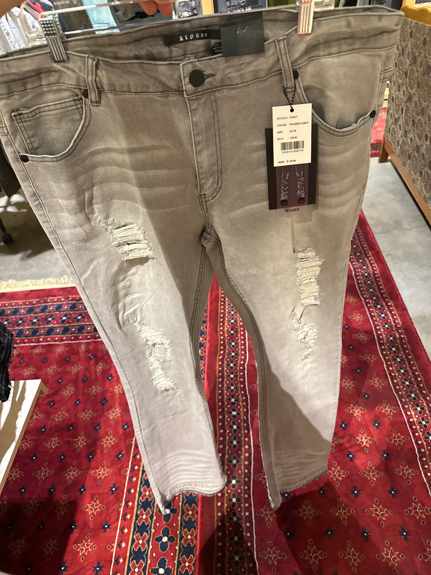 Washed Gray stacked jeans