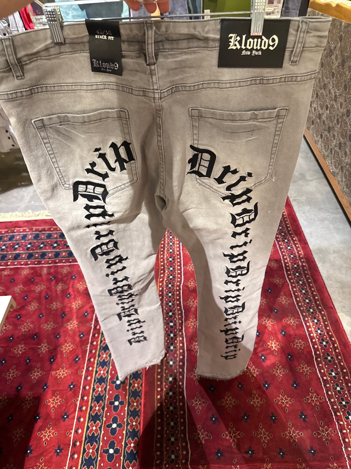 Washed Gray stacked jeans
