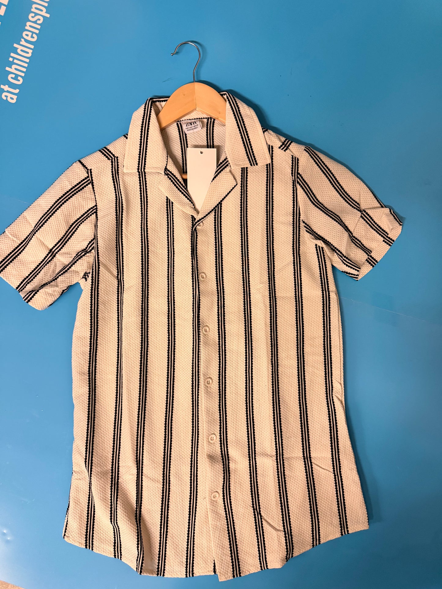 Stripped shorts sleeve botton Up