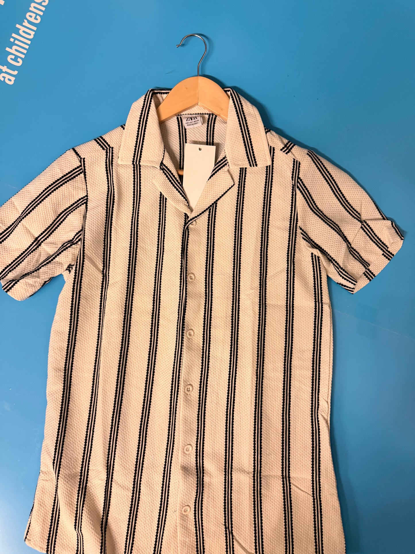 Stripped shorts sleeve botton Up