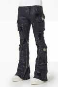 Embellished Black Ops Waxed Denim