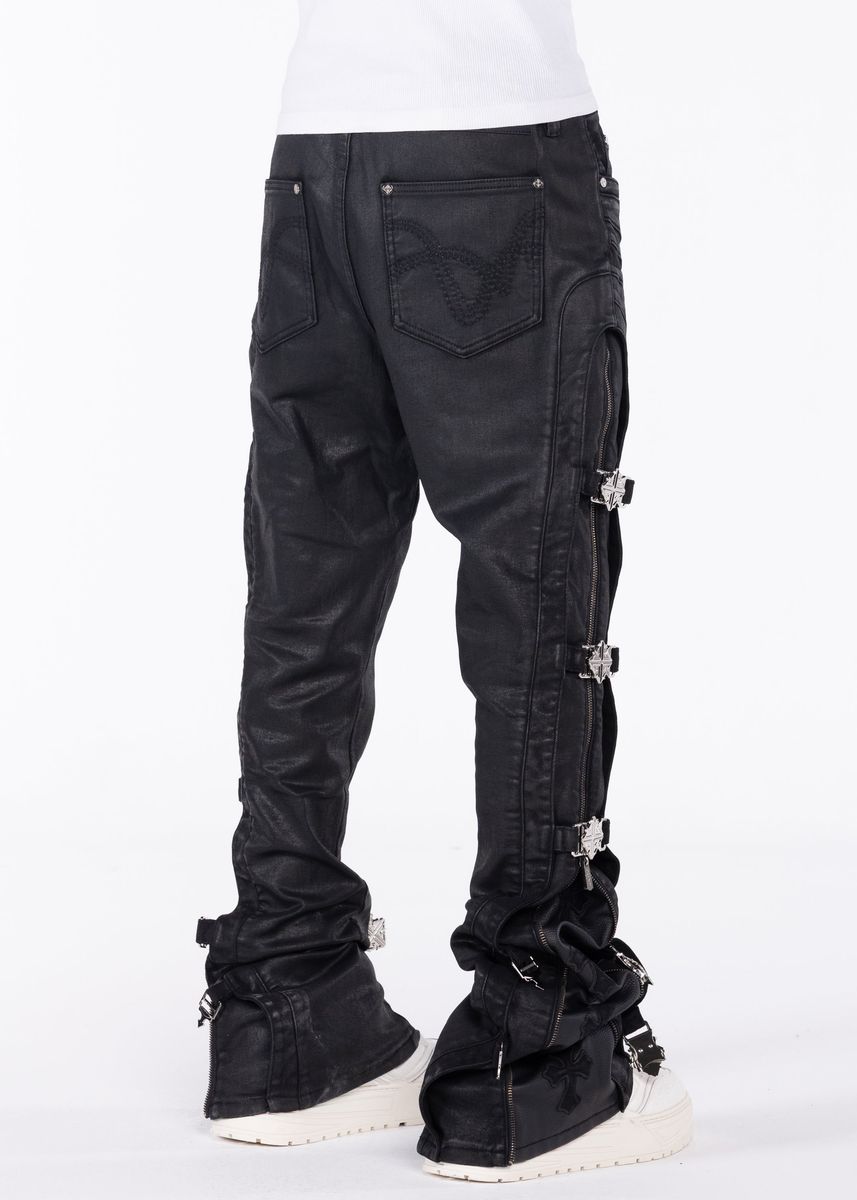 All Black Cross Buckle Denim