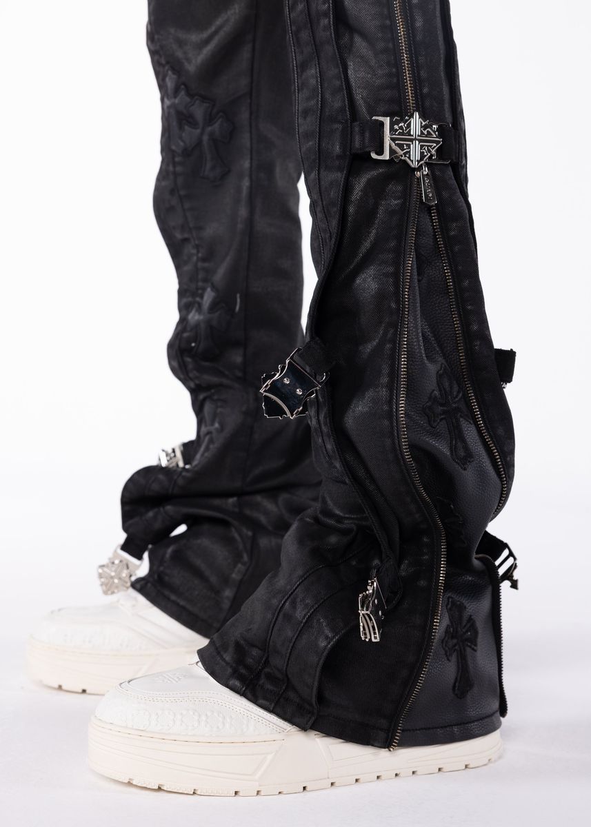 All Black Cross Buckle Denim