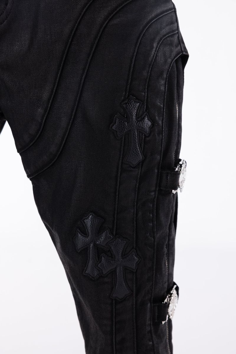 All Black Cross Buckle Denim