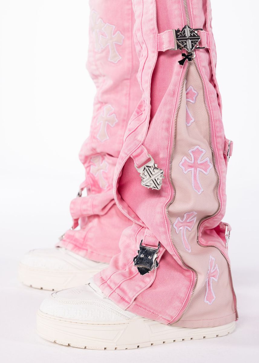 French Rose Cross Buckle Denim Pink Guapi