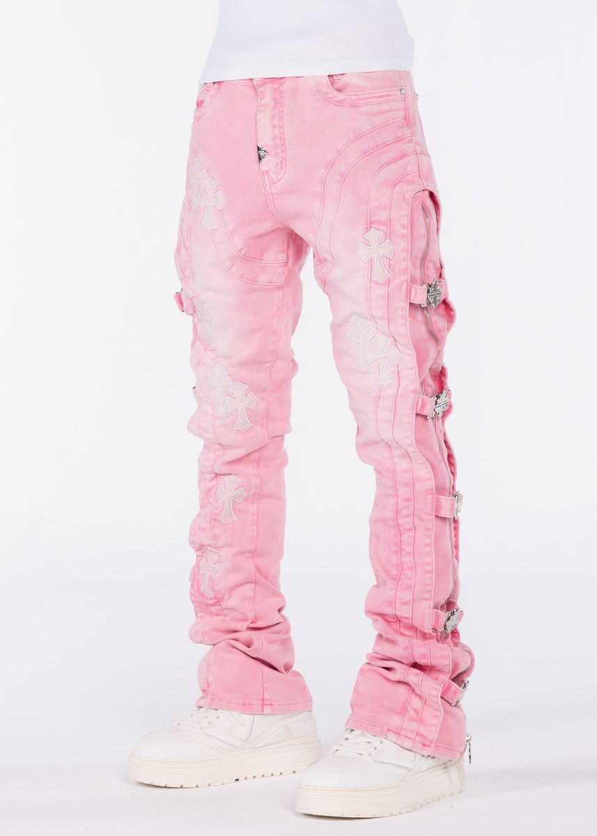 French Rose Cross Buckle Denim Pink Guapi