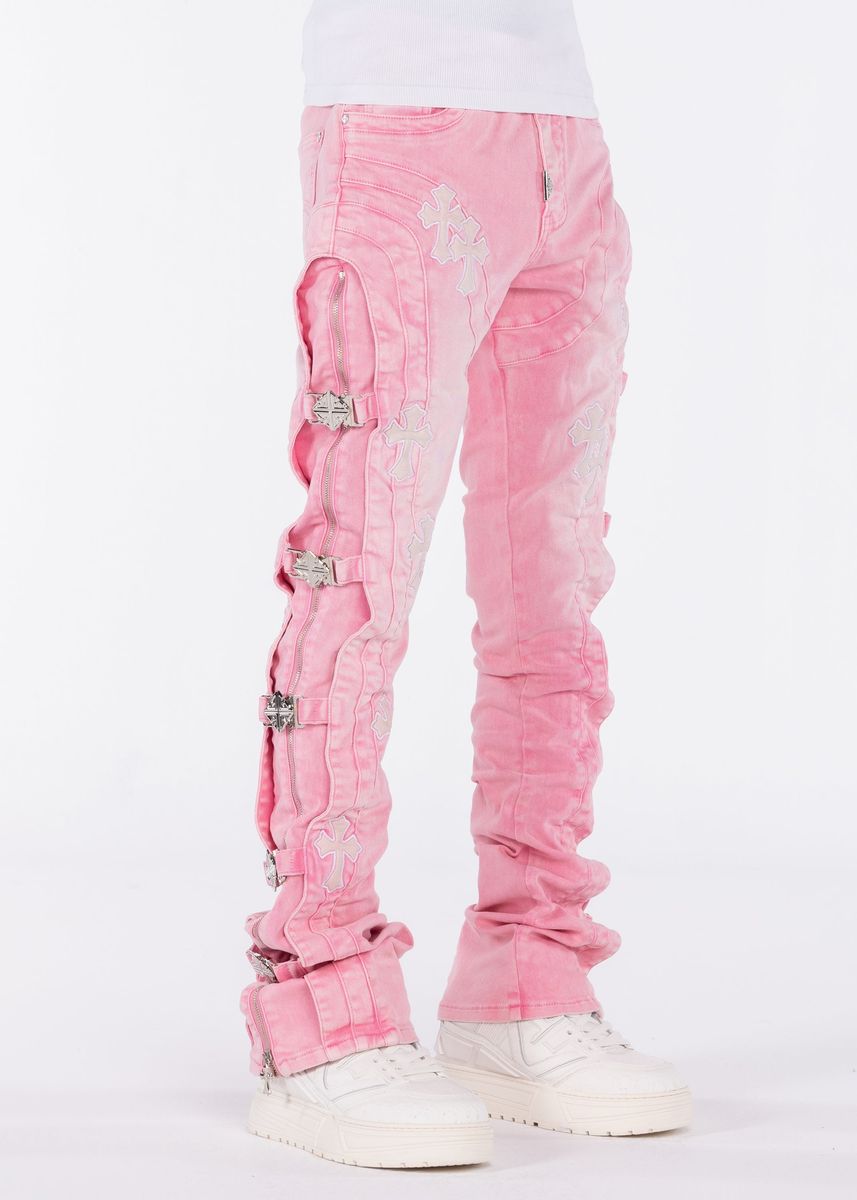 French Rose Cross Buckle Denim Pink Guapi