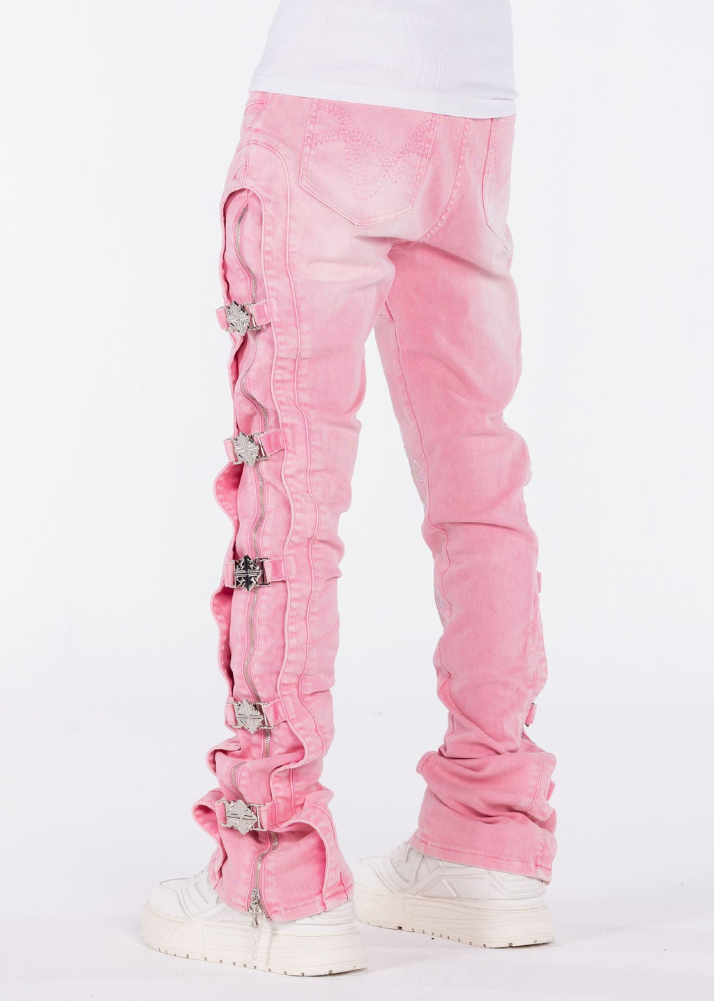 French Rose Cross Buckle Denim Pink Guapi