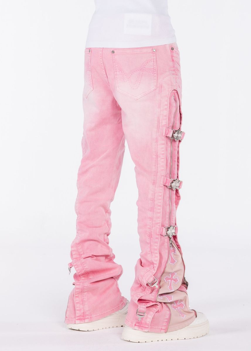 French Rose Cross Buckle Denim Pink Guapi
