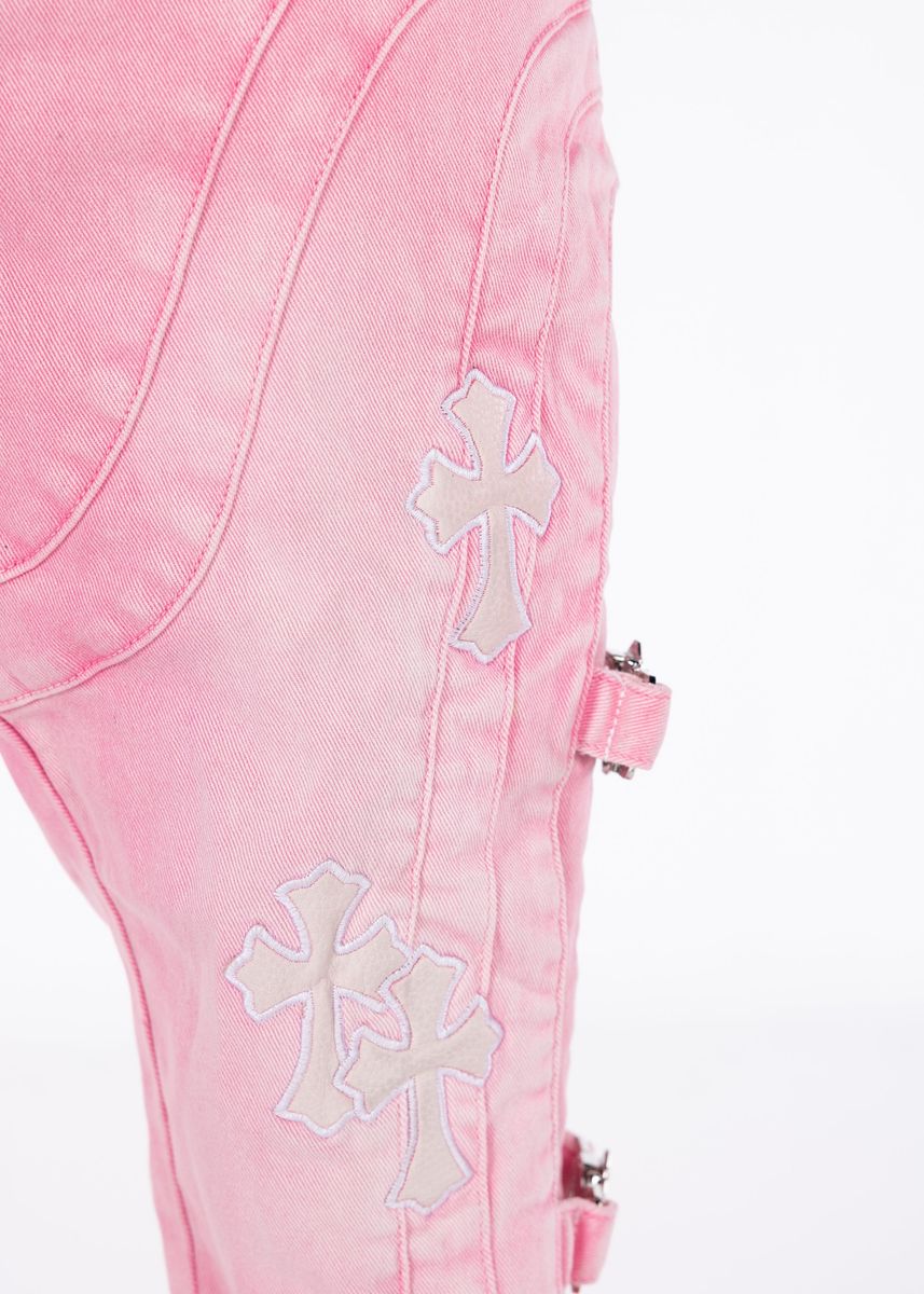 French Rose Cross Buckle Denim Pink Guapi