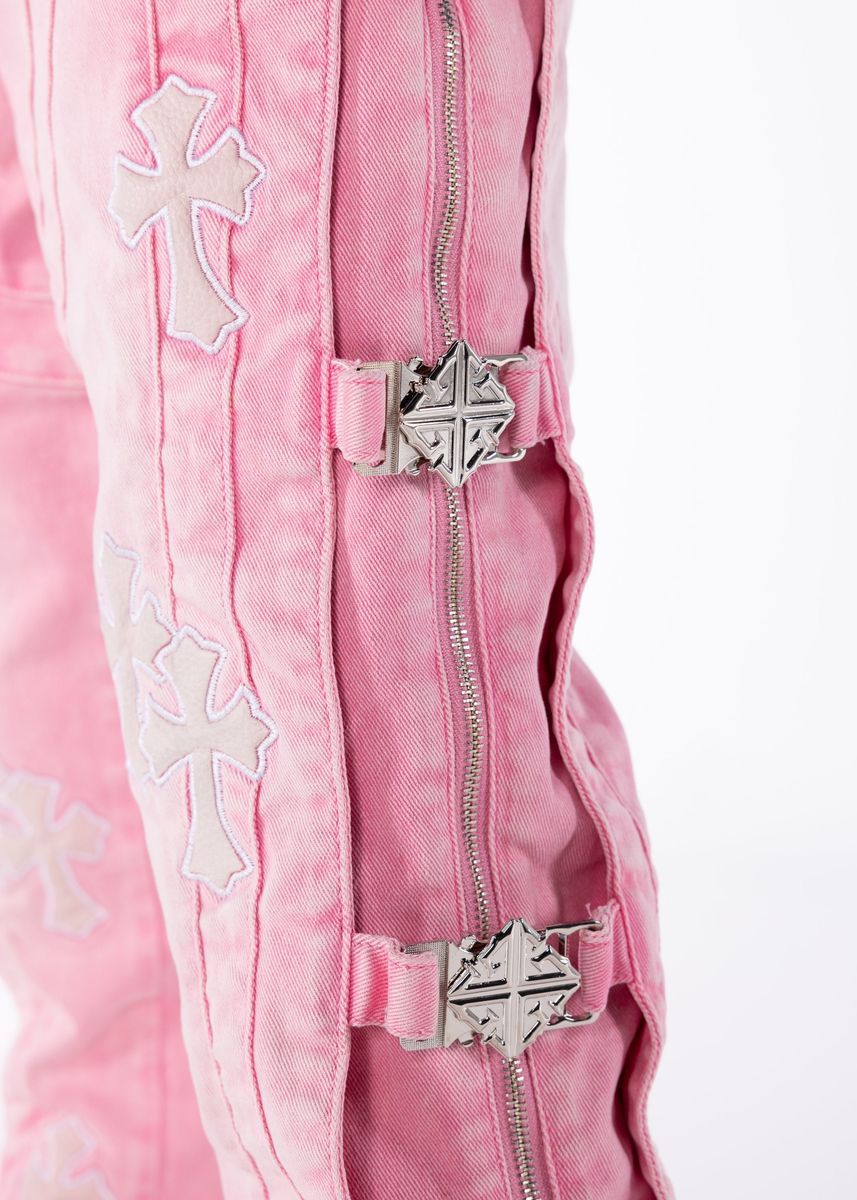 French Rose Cross Buckle Denim Pink Guapi