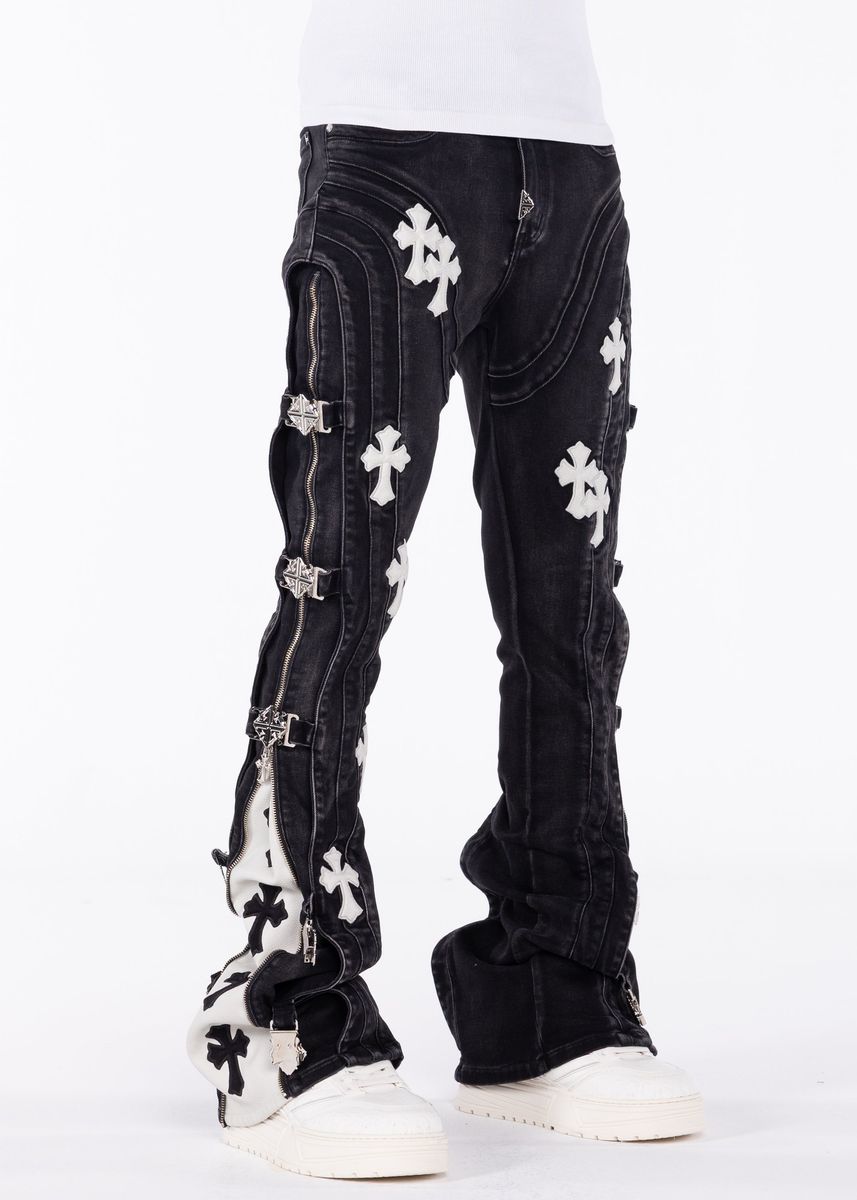 Obsidian Black Cross Buckle Denim Guapi