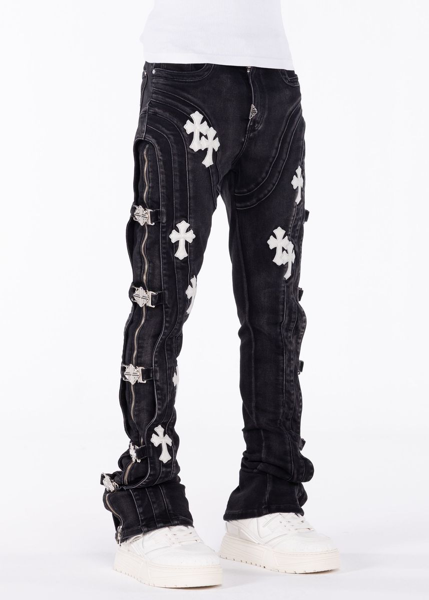 Obsidian Black Cross Buckle Denim Guapi