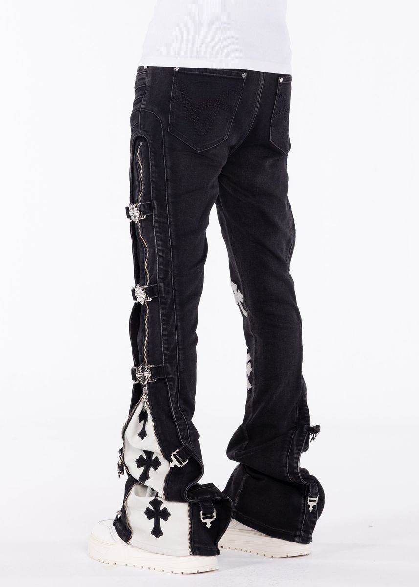 Obsidian Black Cross Buckle Denim Guapi