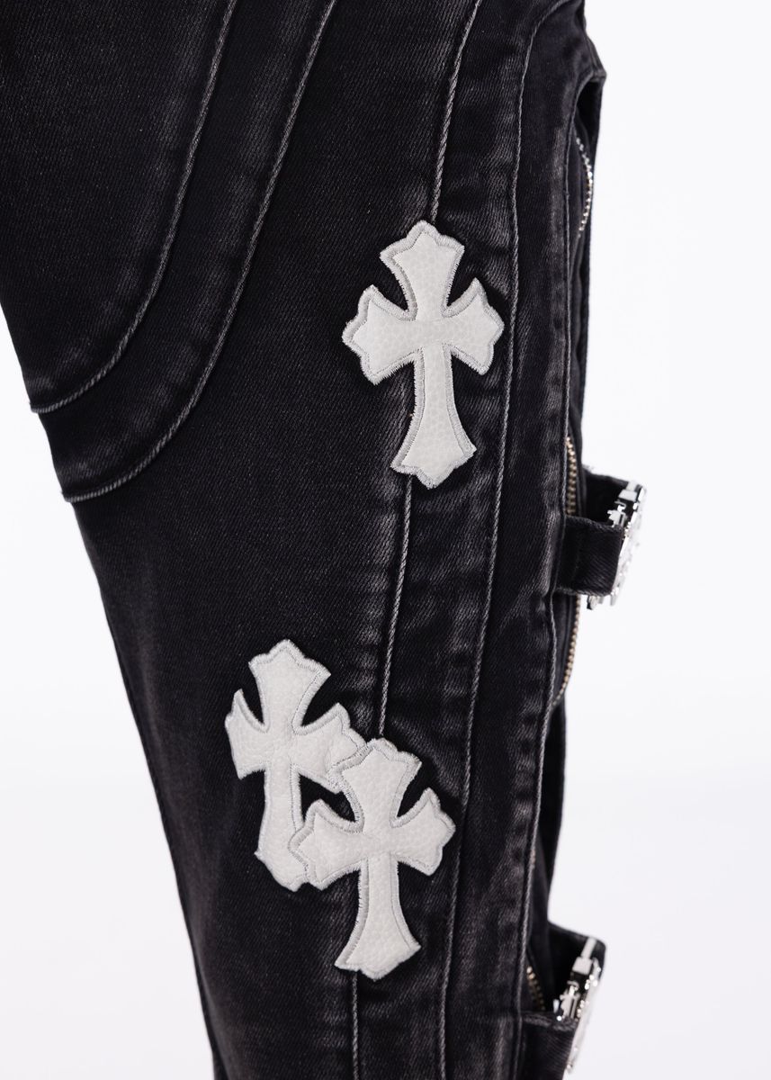 Obsidian Black Cross Buckle Denim Guapi