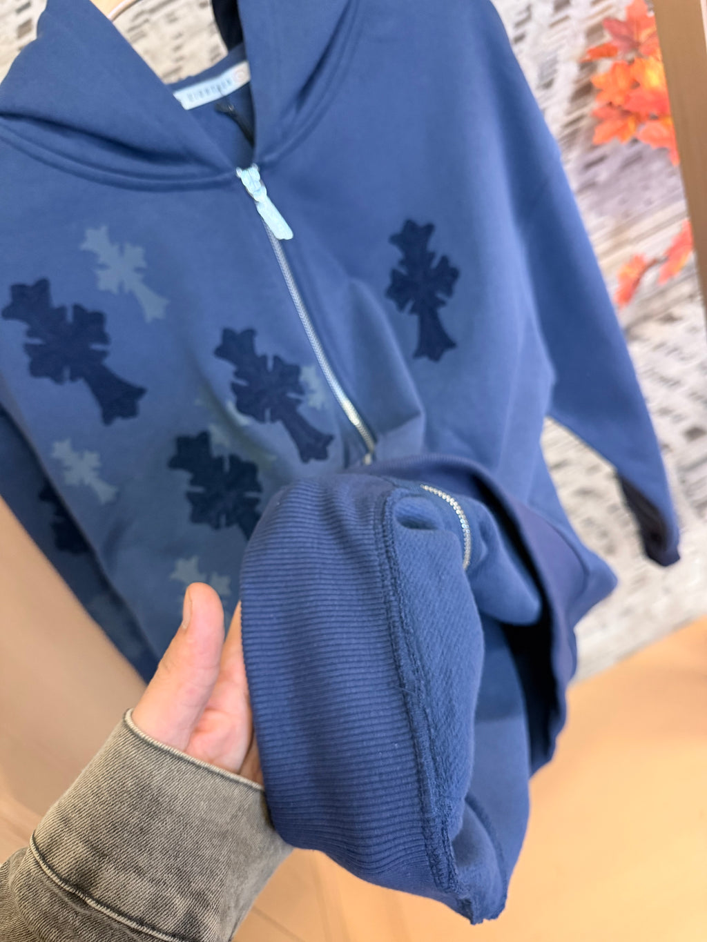 Mid night cross Zip up hoodie