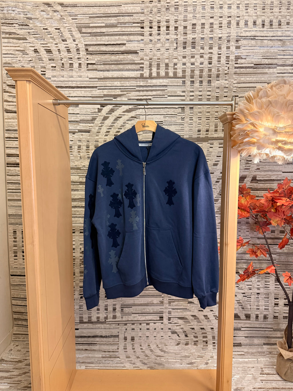 Mid night cross Zip up hoodie