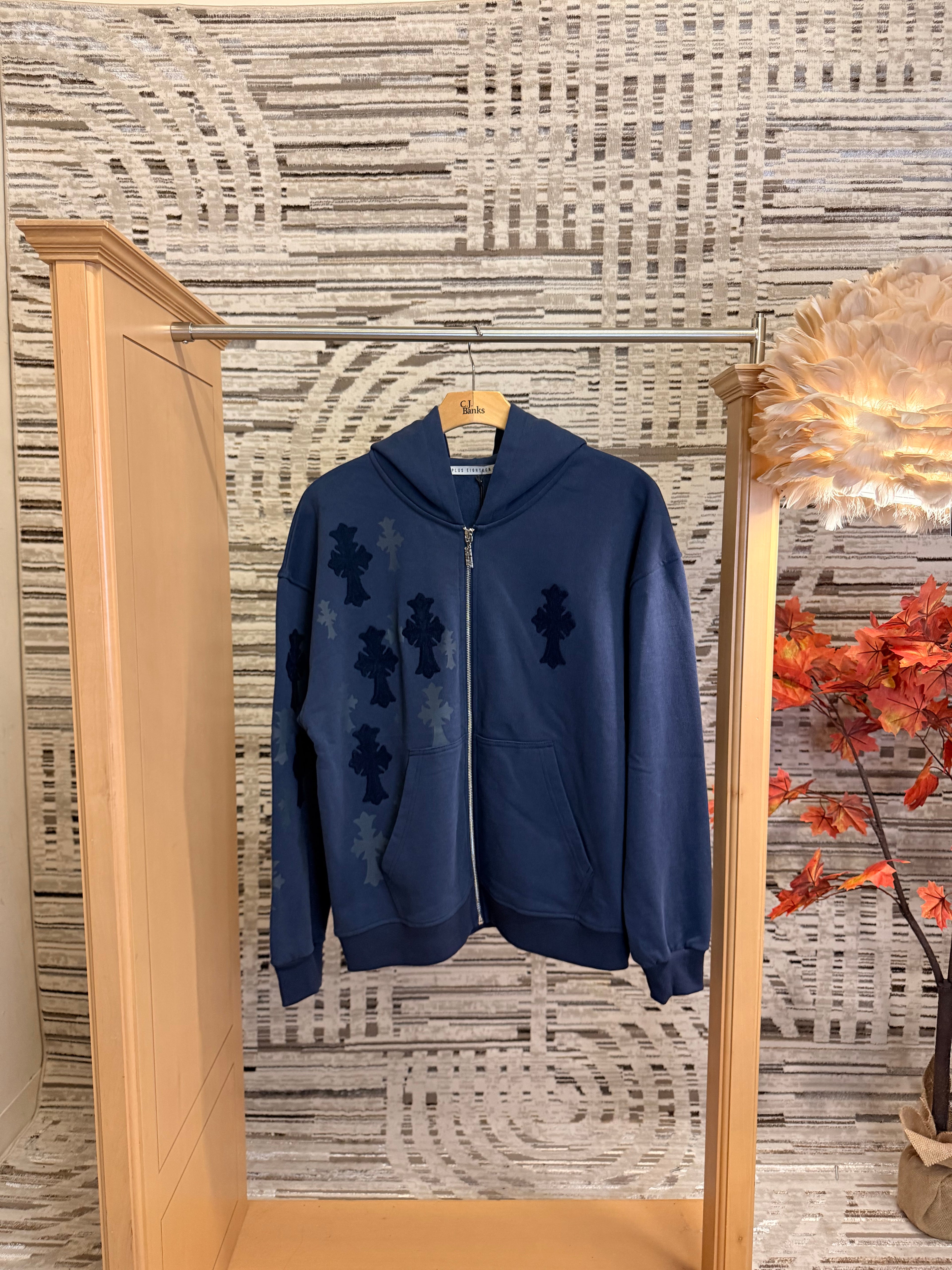 Mid night cross Zip up hoodie