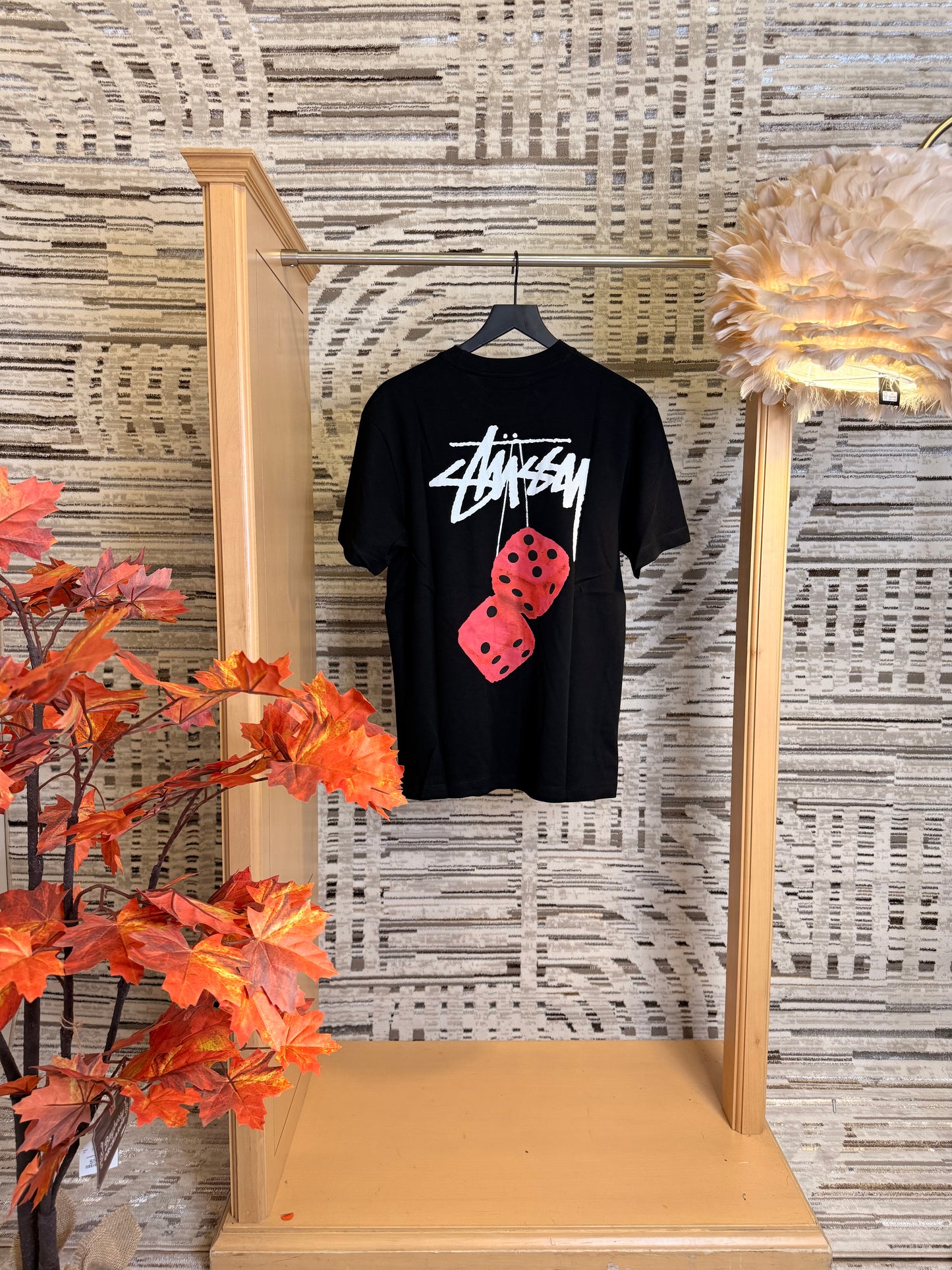 Stussy Fuzzy Dice T-Shirt White & Black