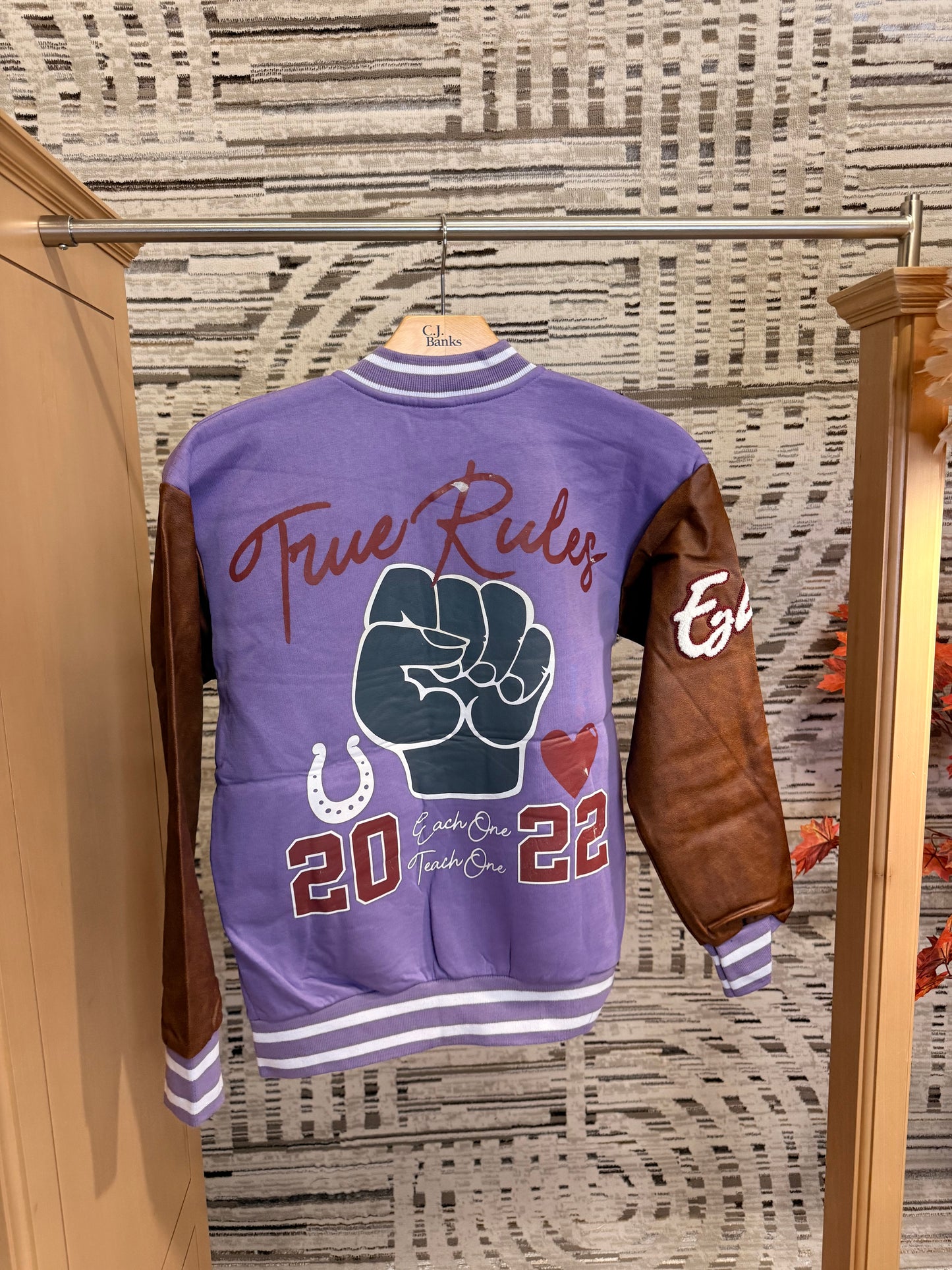 Purple Off the system varsity jacket