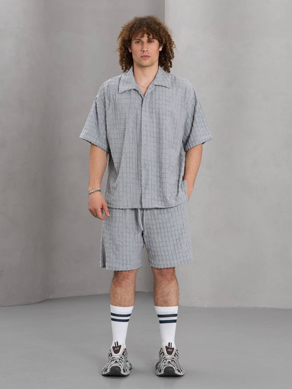 Masterboy Textured Waffle Shirt & Shorts Set