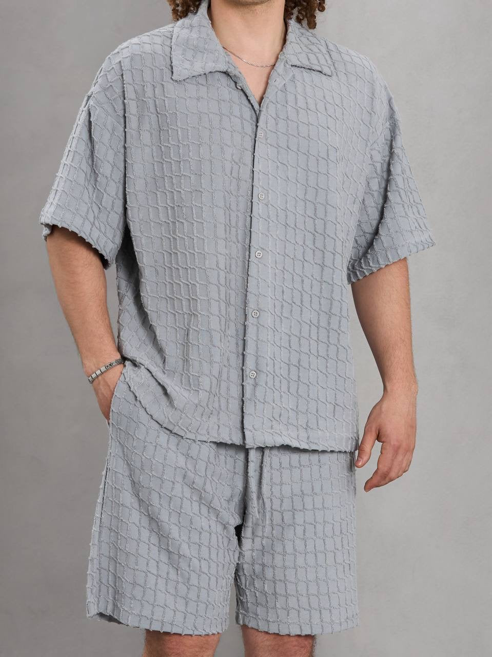 Masterboy Textured Waffle Shirt & Shorts Set