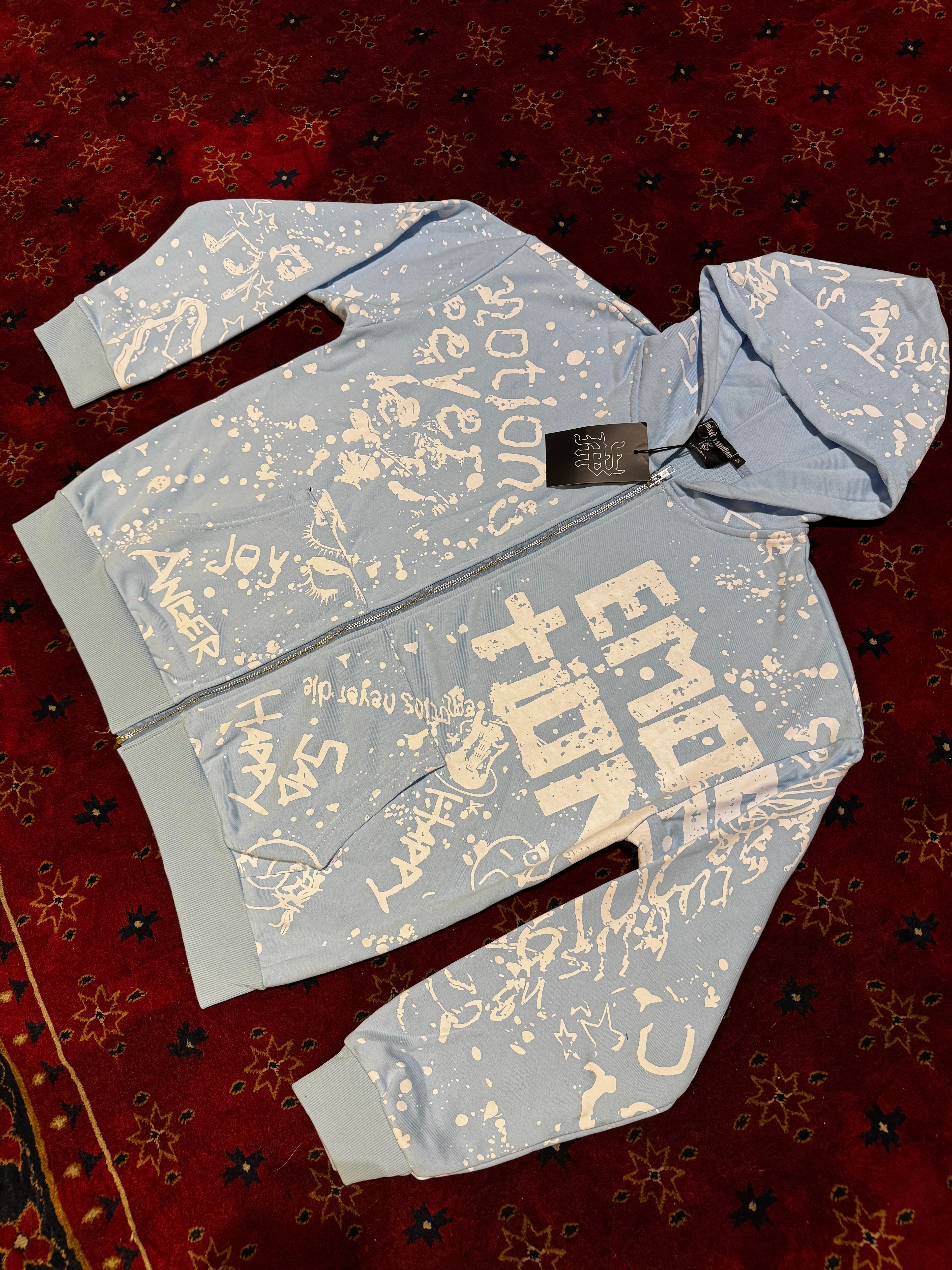 Mixed Emotion Zip Up Hoodie