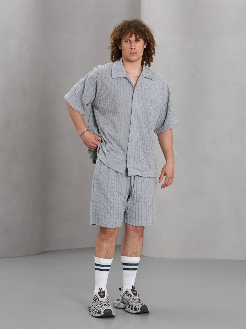 Masterboy Textured Waffle Shirt & Shorts Set