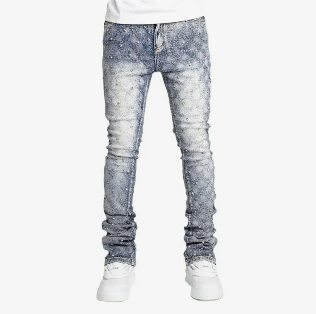 Mens rivet straight tube pants