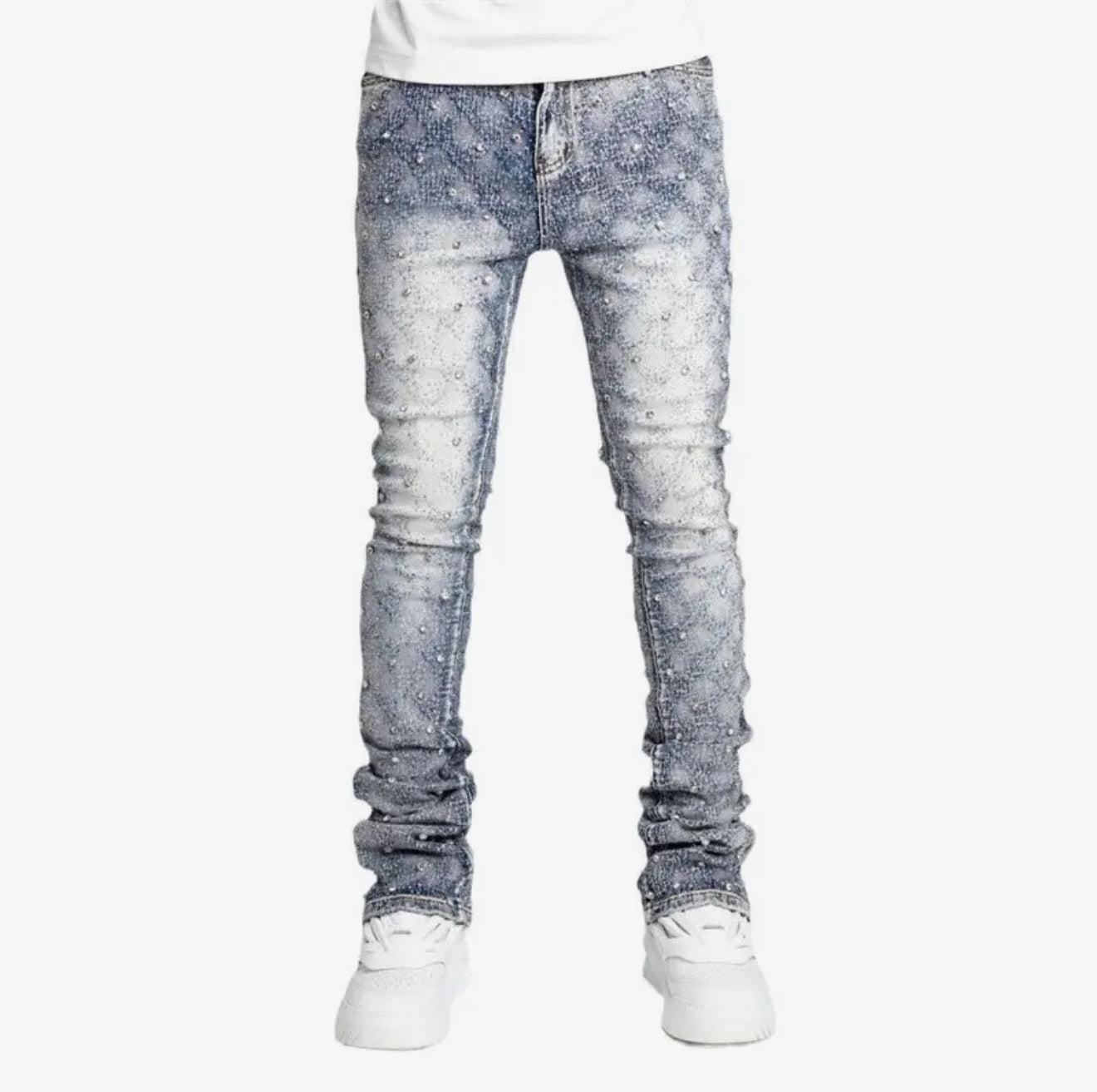 Mens rivet straight tube pants