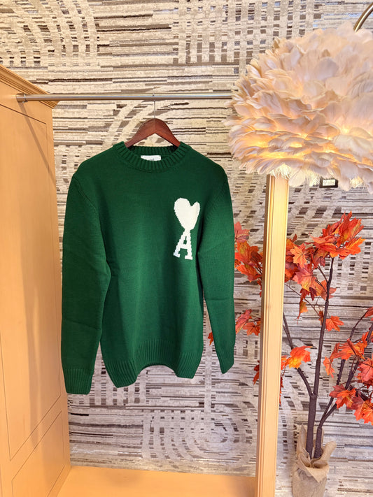 A Heart green sweater long sleeve