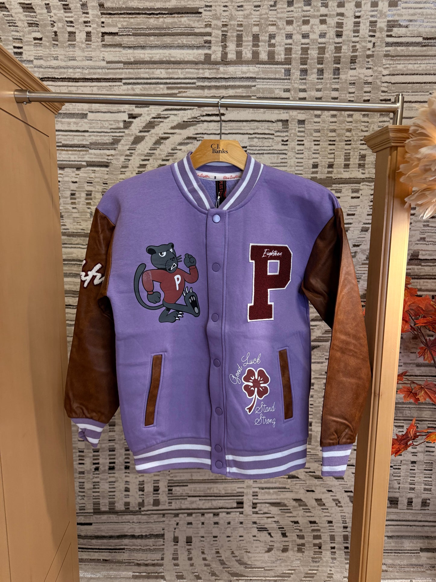 Purple Off the system varsity jacket
