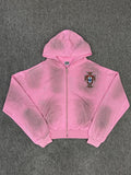 Valley Dreams pink Rhinestone Zip Up Hoodie