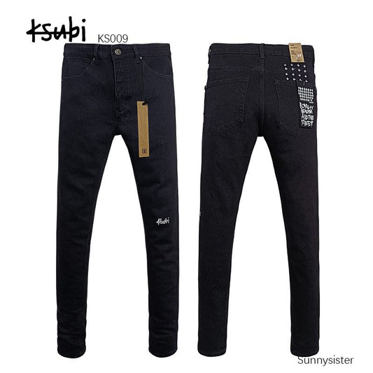 Black Ksubi Slim fit jeans, Ksubi embroidered