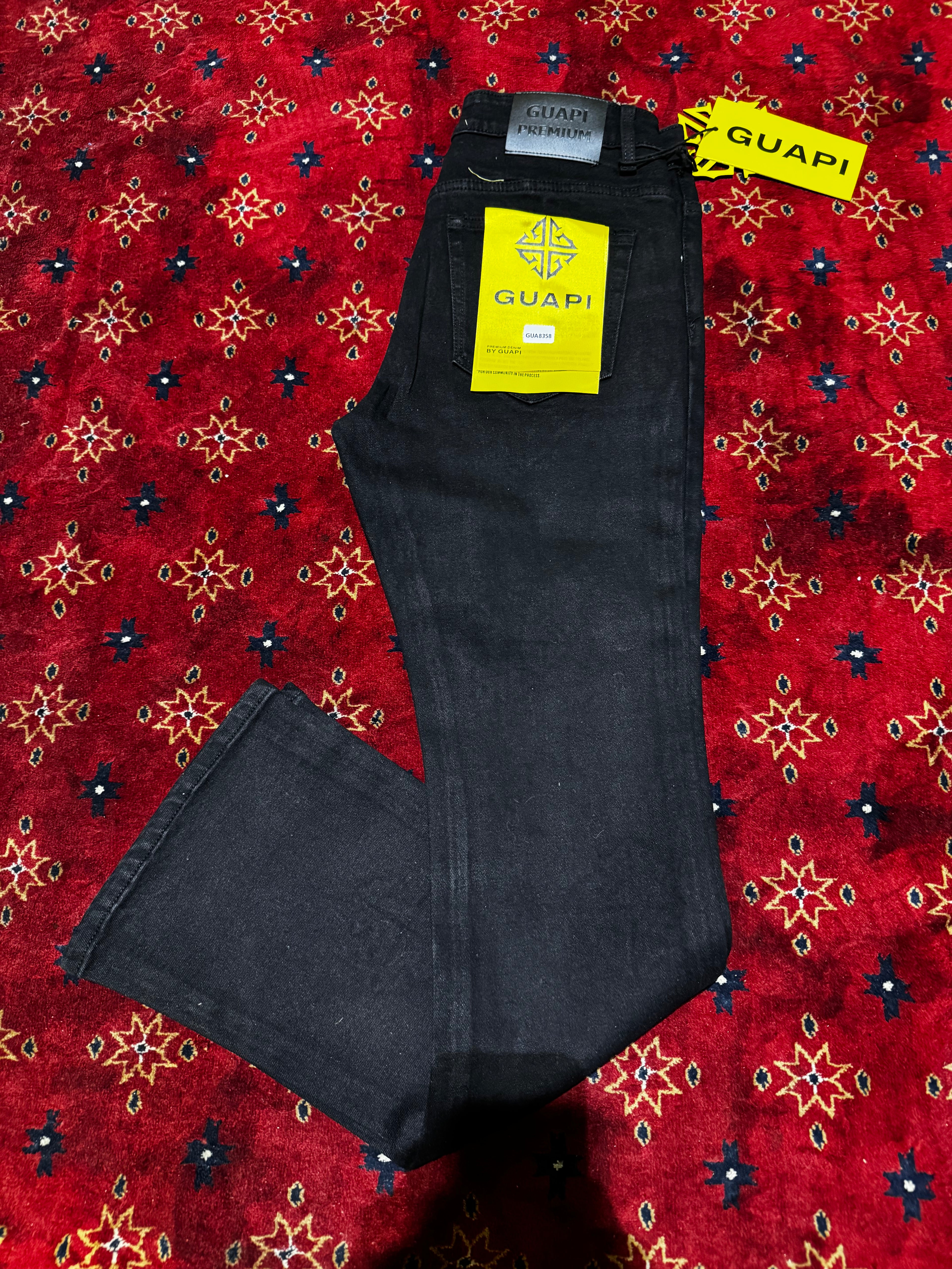 Guapi Blue skinny  Flare Denim Pants Rhinestone