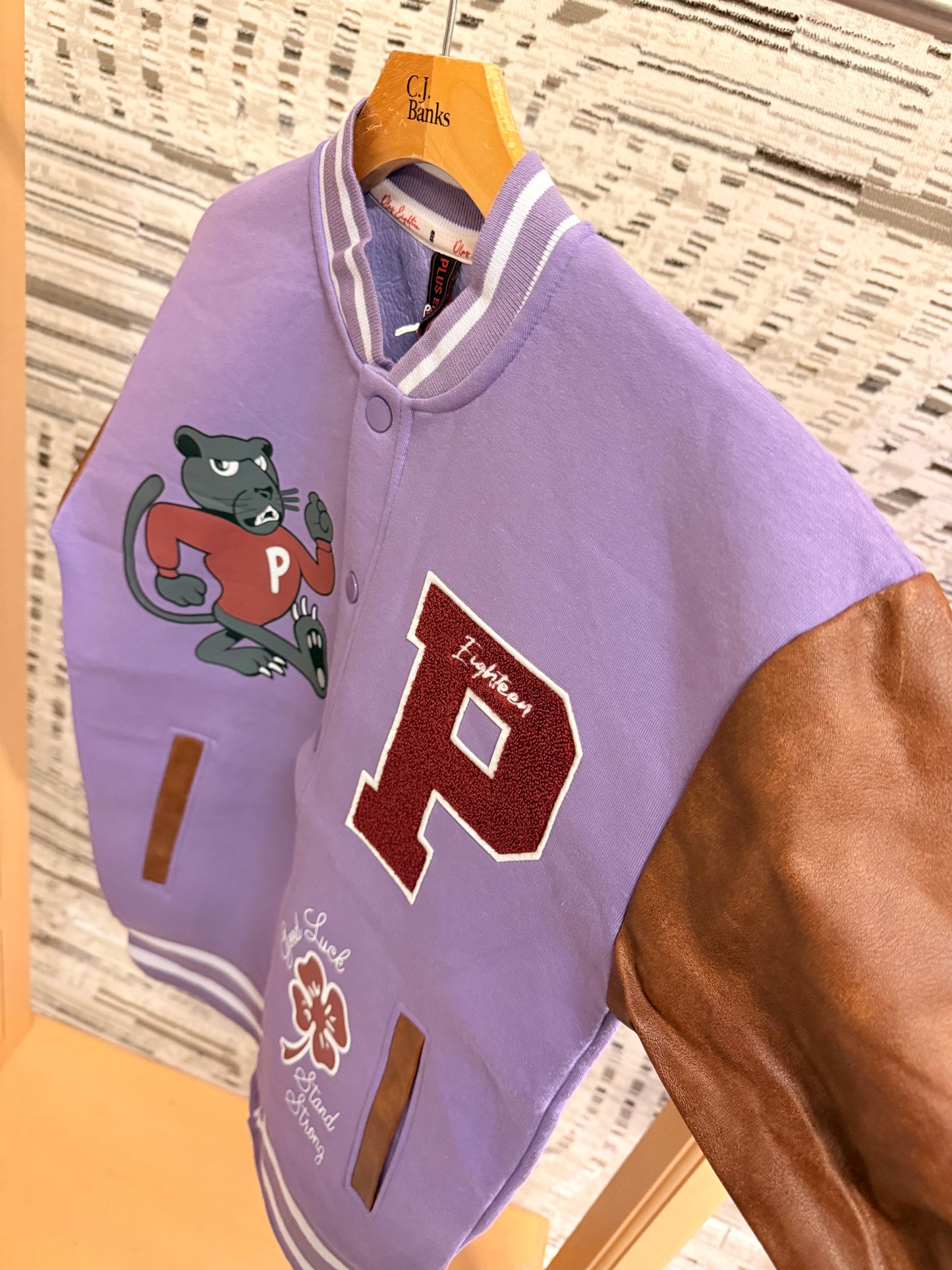Purple Off the system varsity jacket
