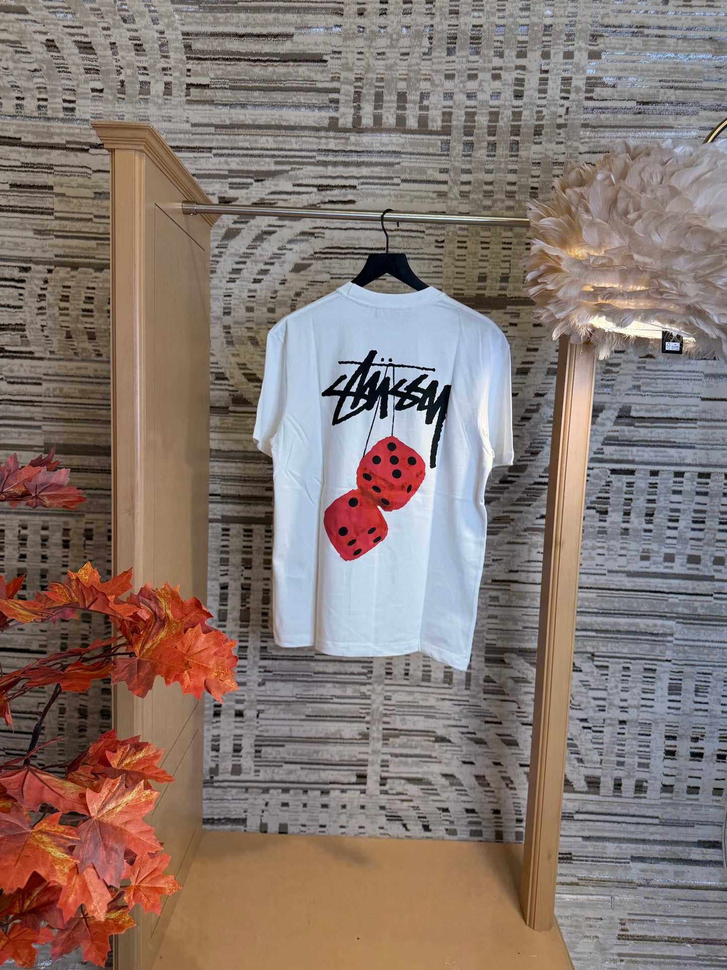 Stussy Fuzzy Dice T-Shirt White & Black