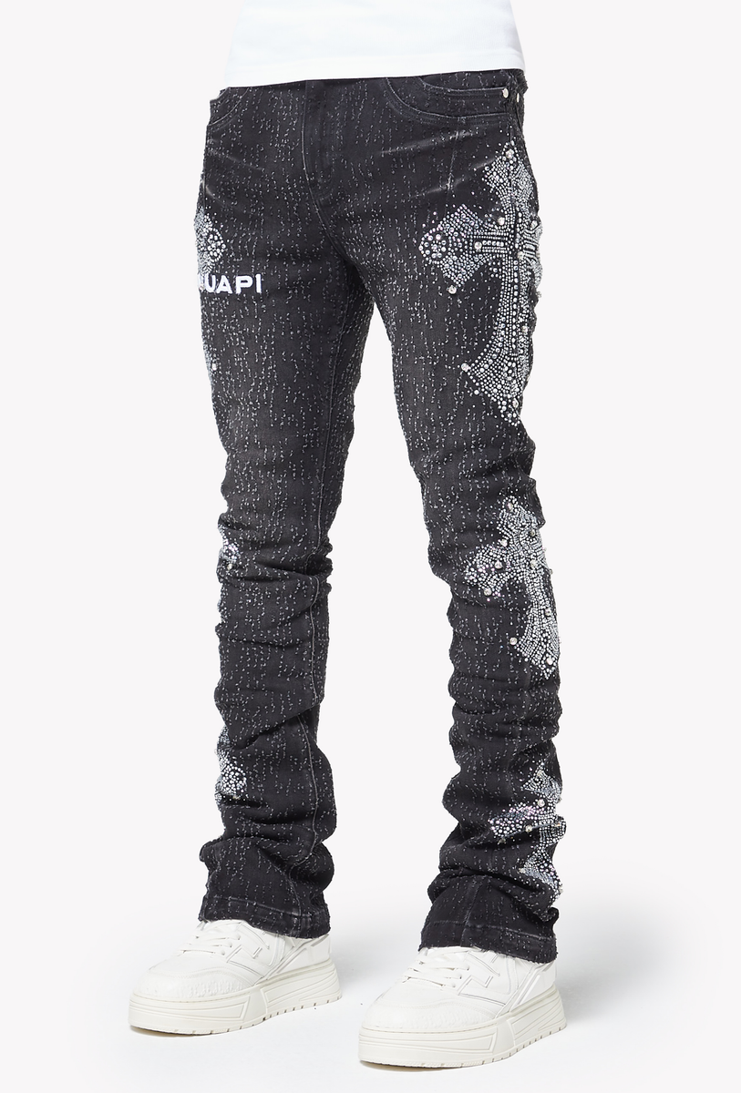 Vintage Black Distressed Cross Denim