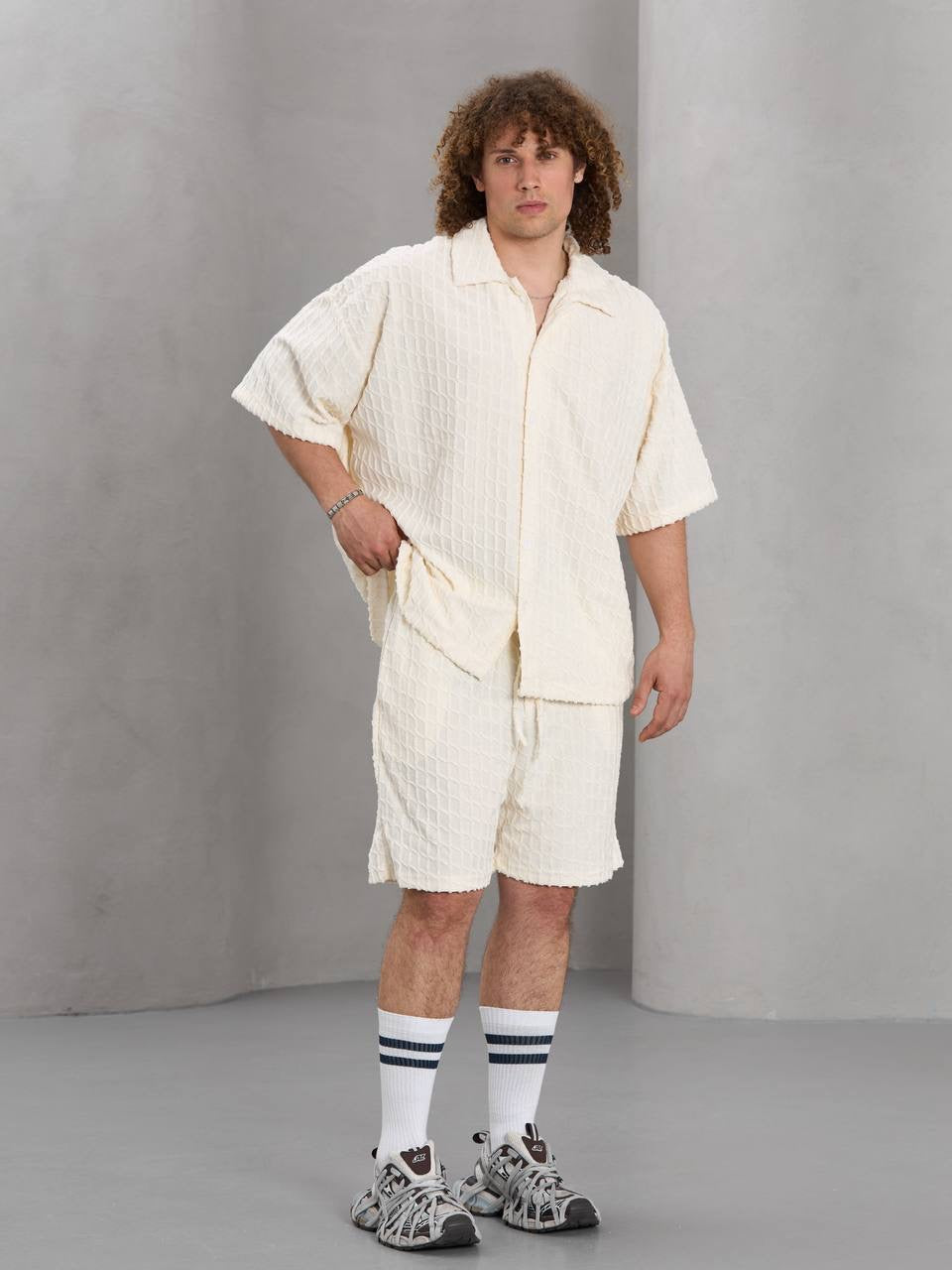 Masterboy Textured Waffle Shirt & Shorts Set