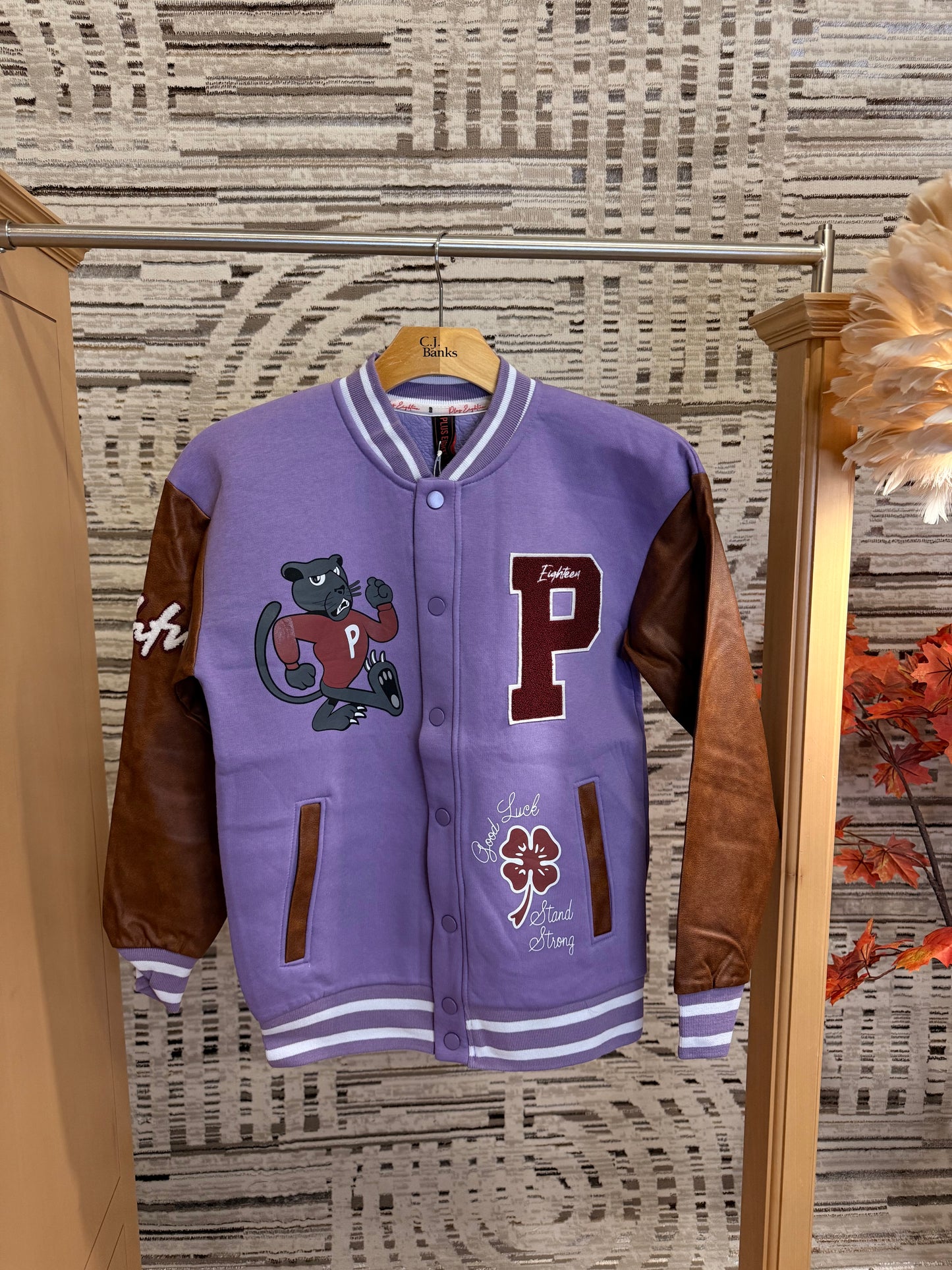 Purple Off the system varsity jacket
