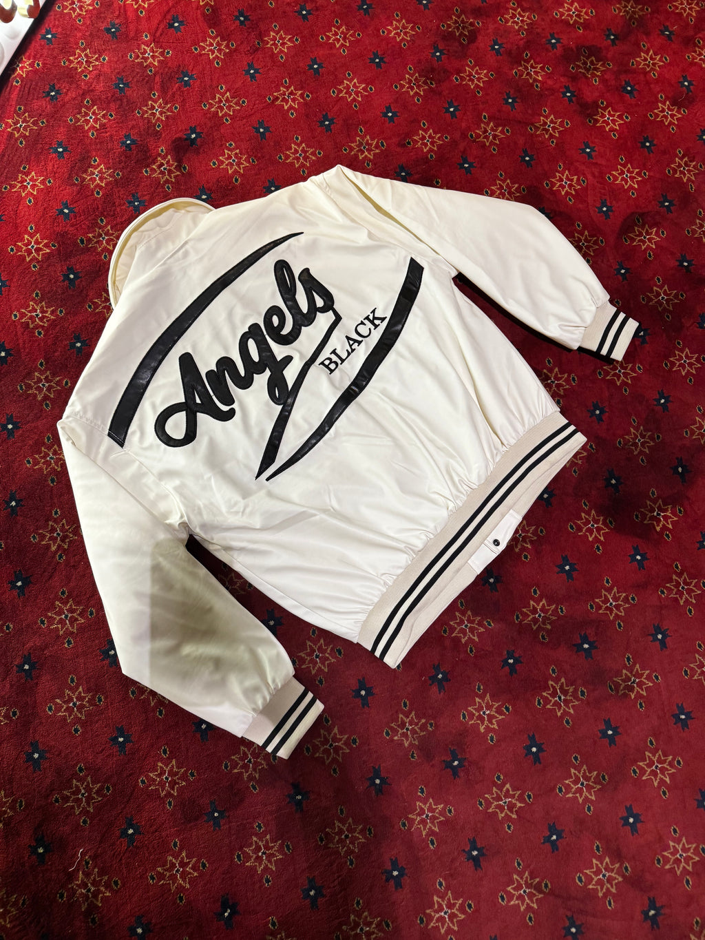 Masterboy Black angels varsity leather jacket