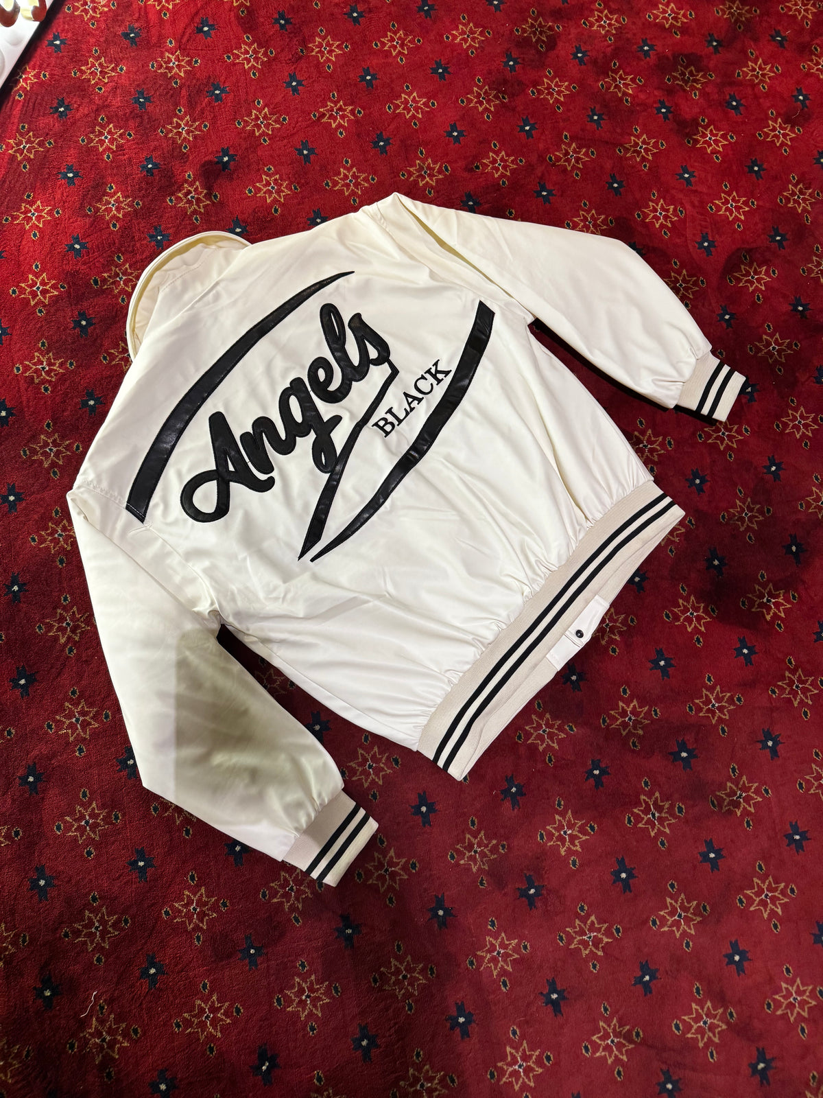 Masterboy Black angels varsity leather jacket