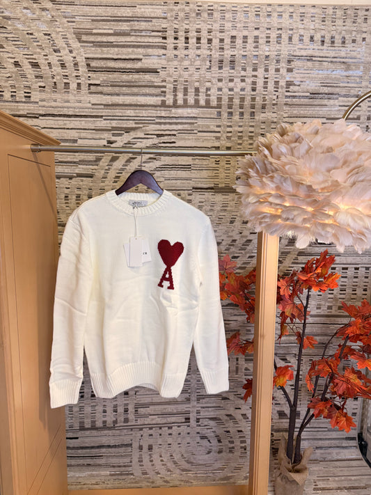 A Heart White Hoodie Sweater long sleeve