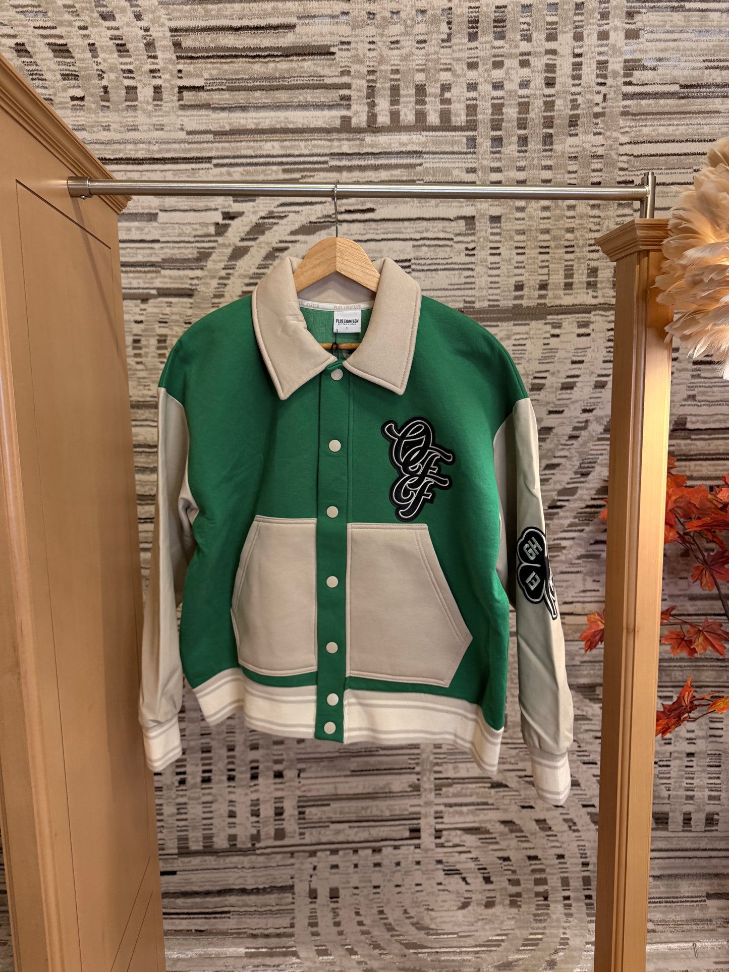 Off the system varsity jacket