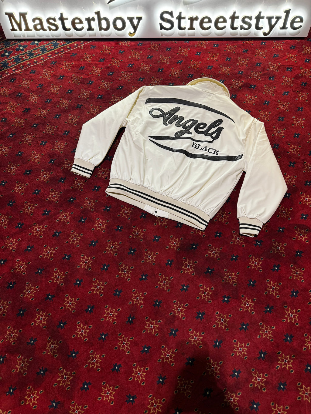 Masterboy Black angels varsity leather jacket