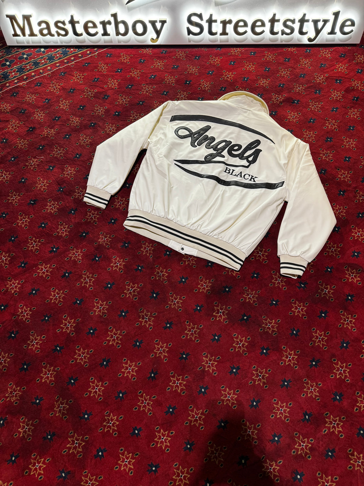 Masterboy Black angels varsity leather jacket