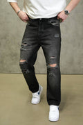 Uneffected Black straight distressed pants